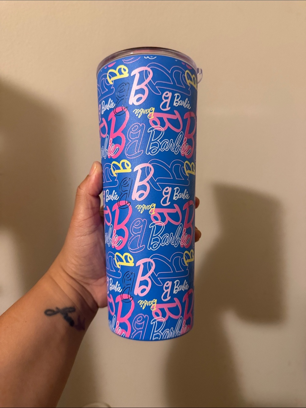 Barbie Blue Tumbler with Pink and Yellow Logos - Barbie